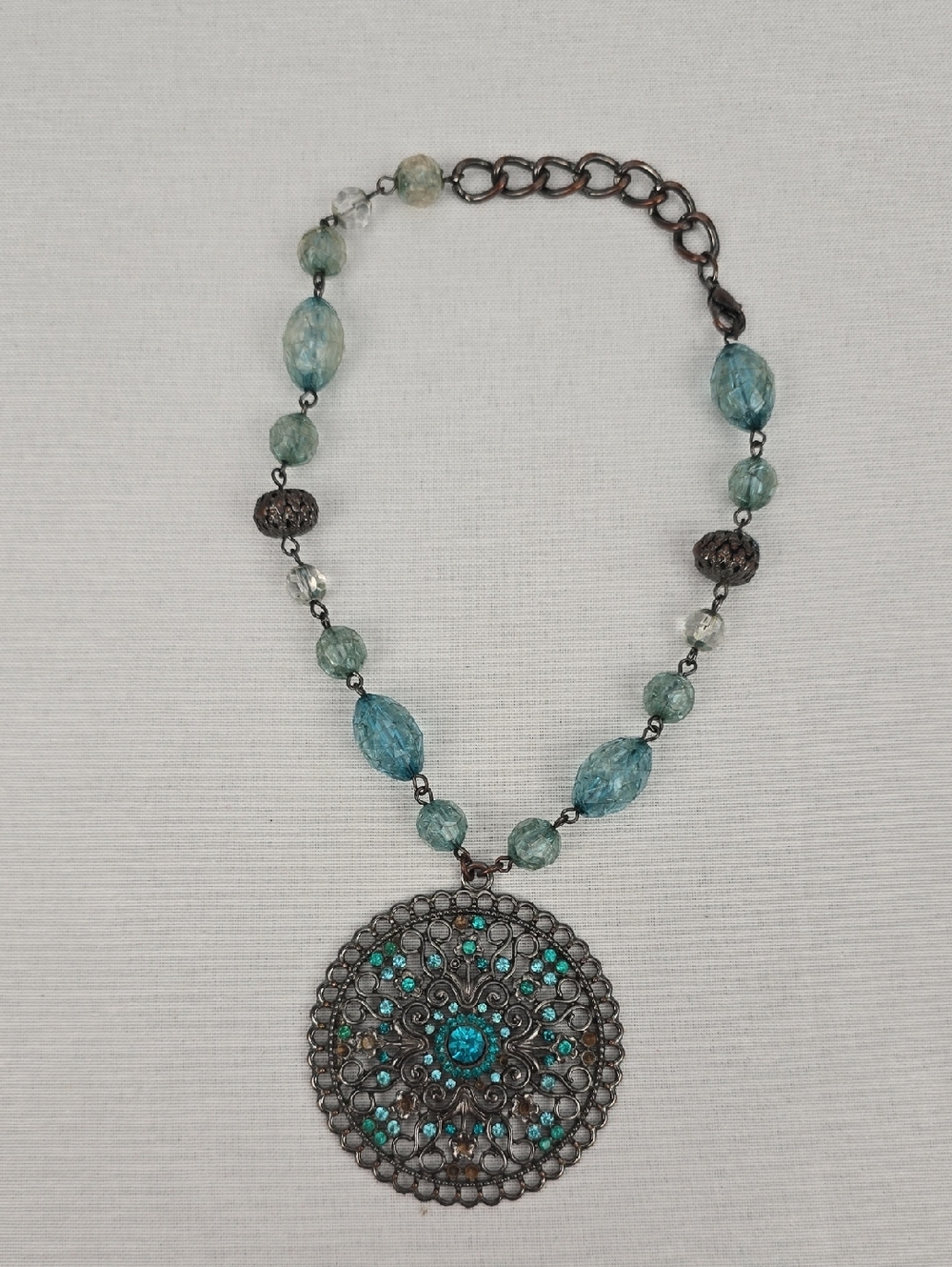 Boho Blue Medallion Necklace - Women Jewelry